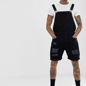 Mens Heavy Ripped Denim Overalls